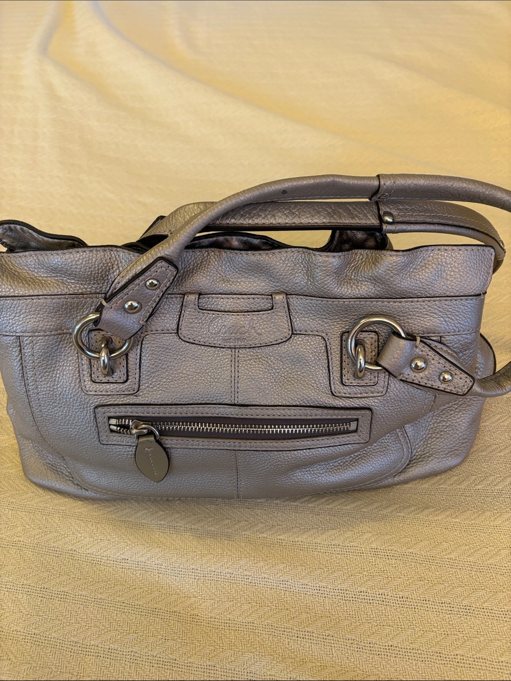 Coach Gray Leather Hand Bag Purse